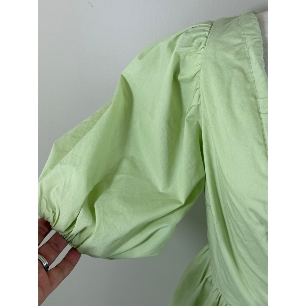 Abercrombie & Fitch Poplin Mini Dress Women ST Green Cottagecore Boho Coastal - Picture 3 of 12